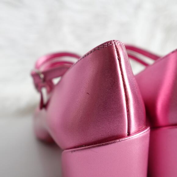 Christian Louboutin Miss Jane 55 Mary Jane Metallic Pink Leather Low Heels 36.5 - Picture 11 of 16